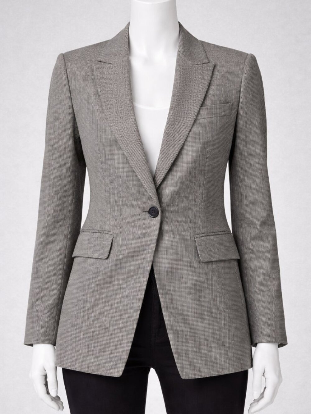 Rebecca Minkoff Jacket Blazer Womens 6 Black White Houndstooth One Button Celia‎